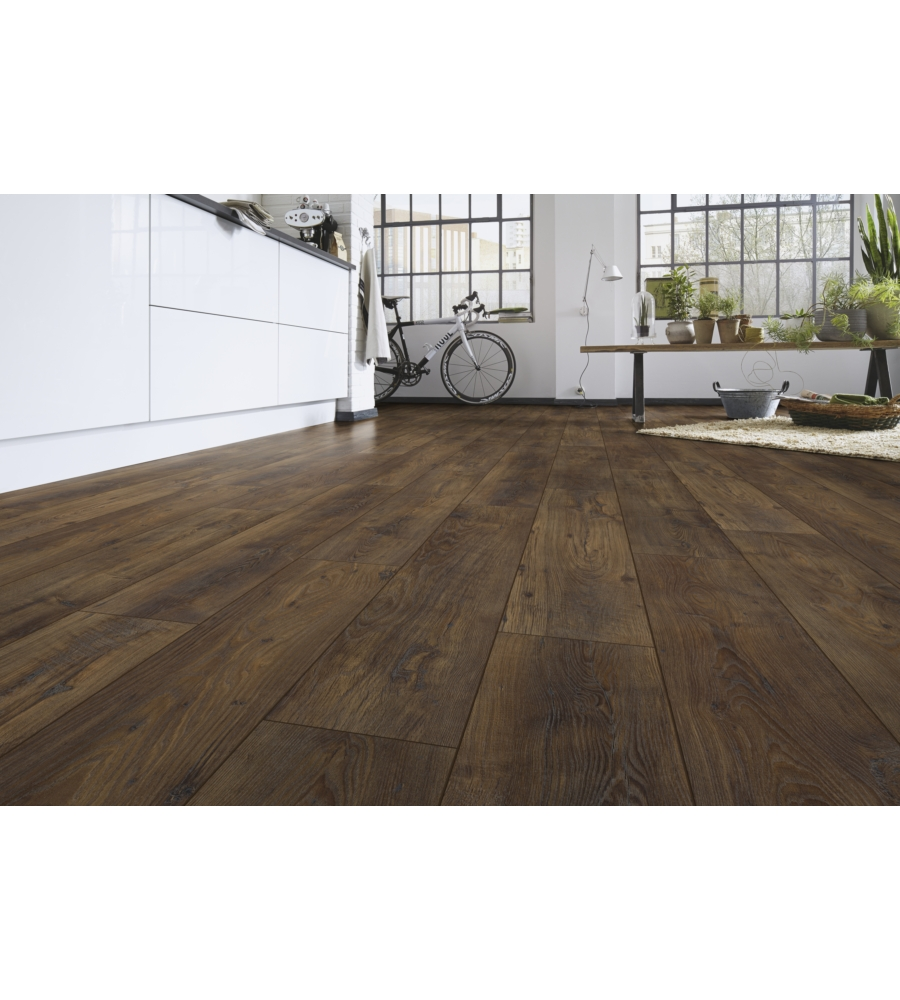 Pavimento laminato castagno scuro 10mm ac5 1,598 m² linea chalet